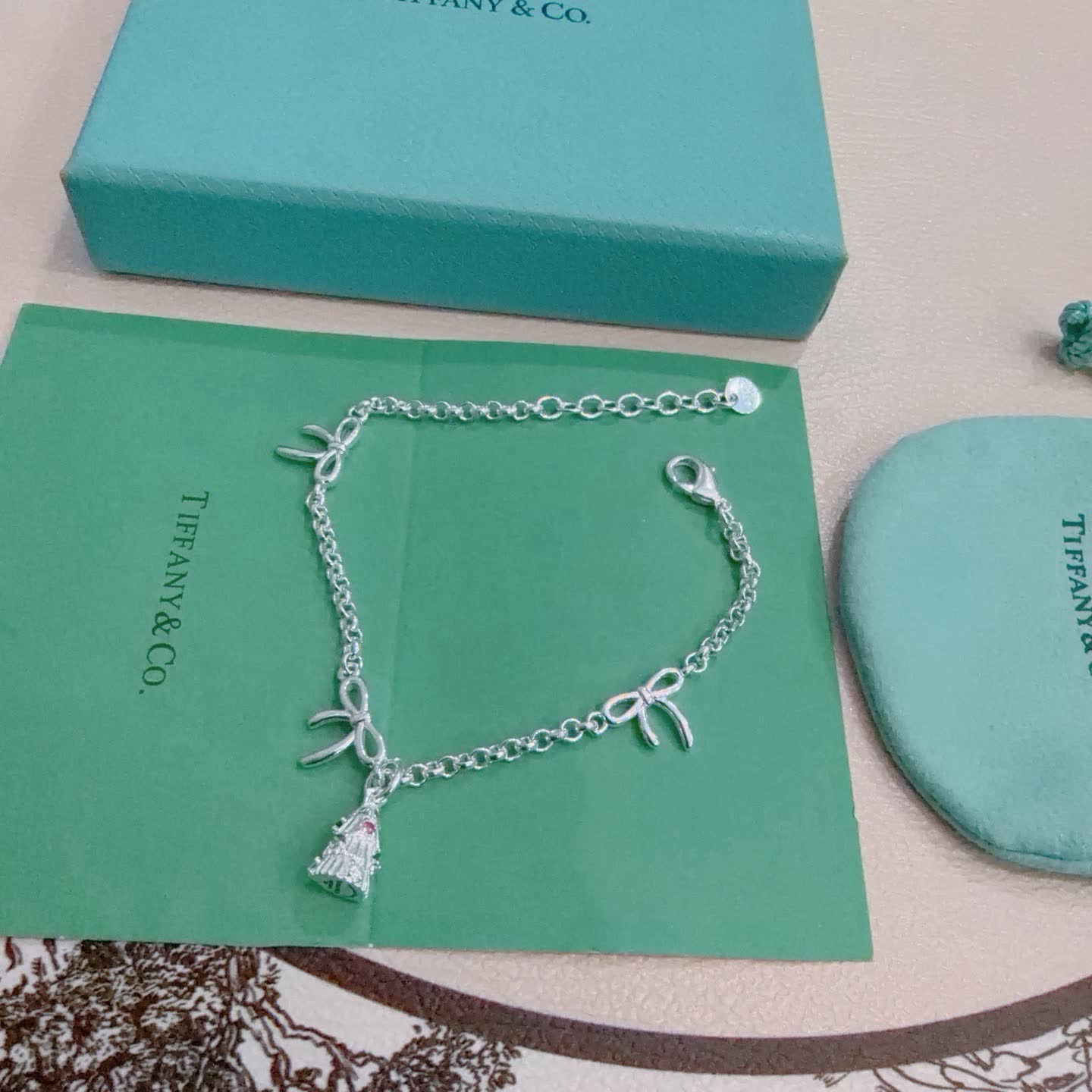 Tiffany & Co. Silver Bow Charm Bracelet